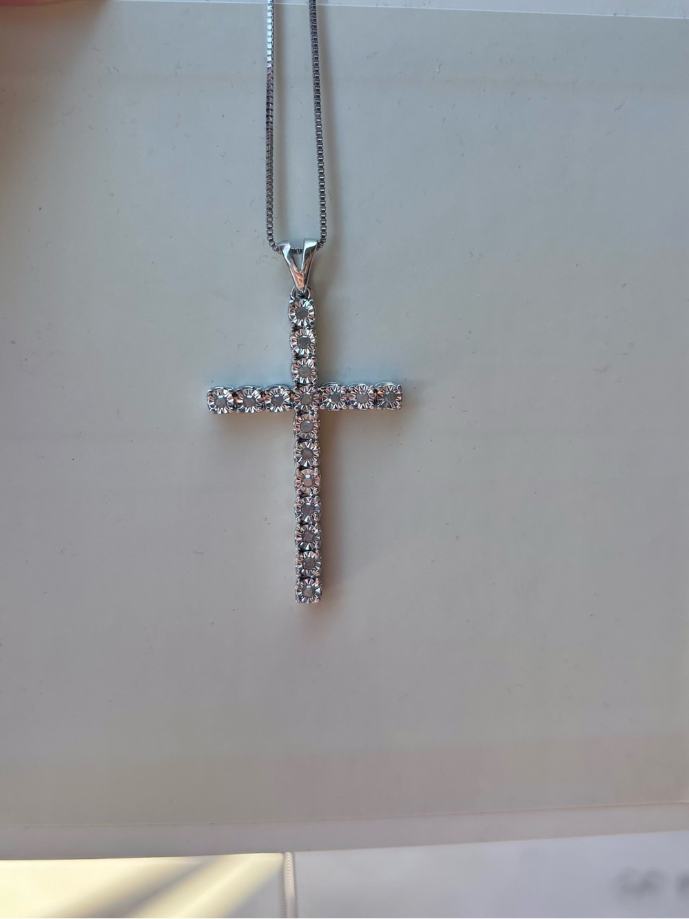 .925 Sterling Silver 1/4 Cttw Diamond
Cross Pendant Necklace
